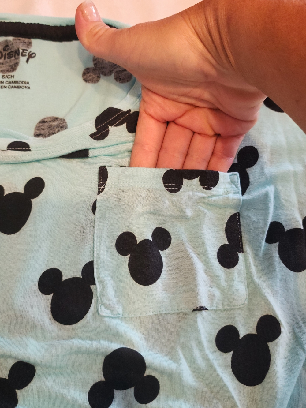 Disney Mint Green and Black Mickey Mouse Short Pajama Set Size S [V2] - Picture 5 of 10